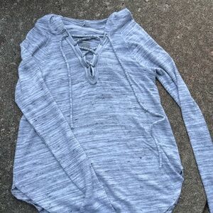 American Eagle Outfitters Light Gray Lace-Up Hoodie